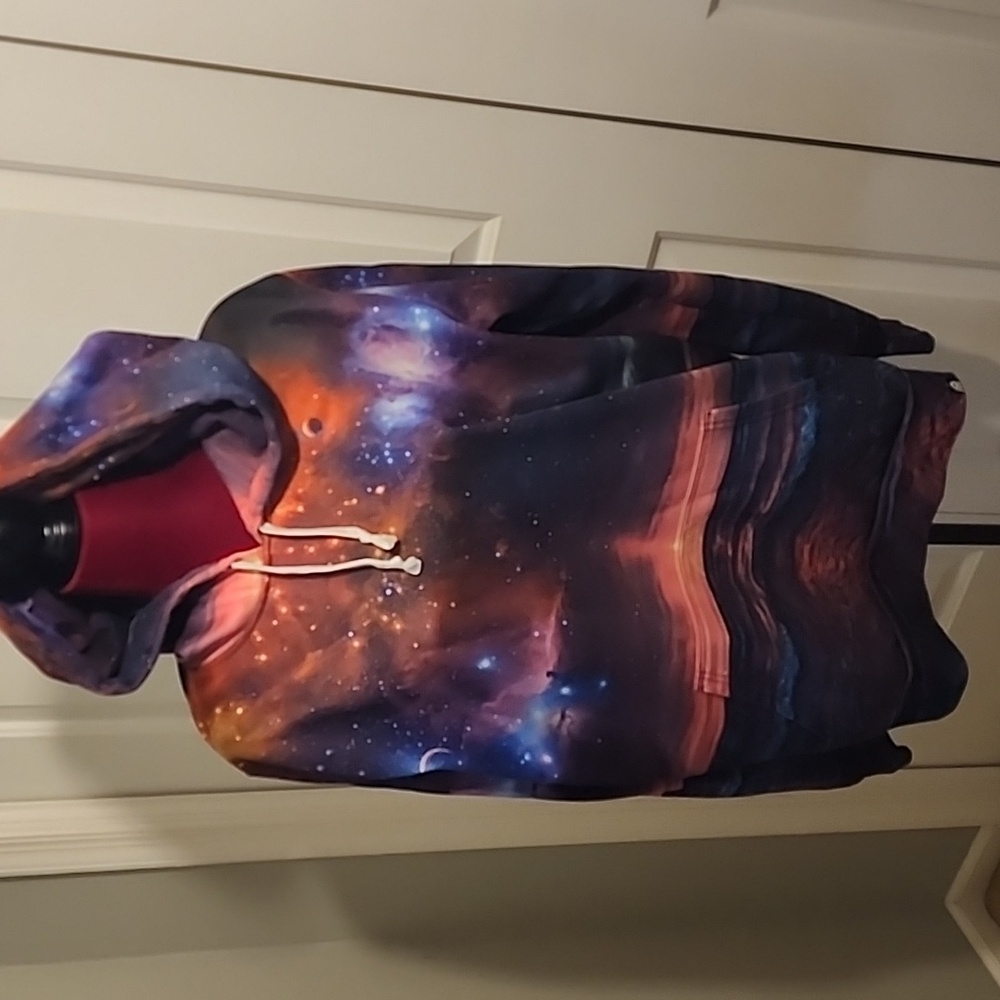 Mens Into the AM Space Themed Hoodie size Large